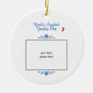 Custom Photo! Worlds Greatest Yorkie Poo Ceramic Ornament