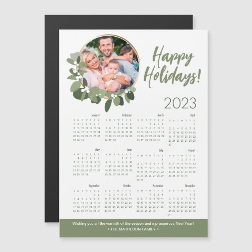 Custom Photo Wreath 2023 Calendar Happy Holidays 