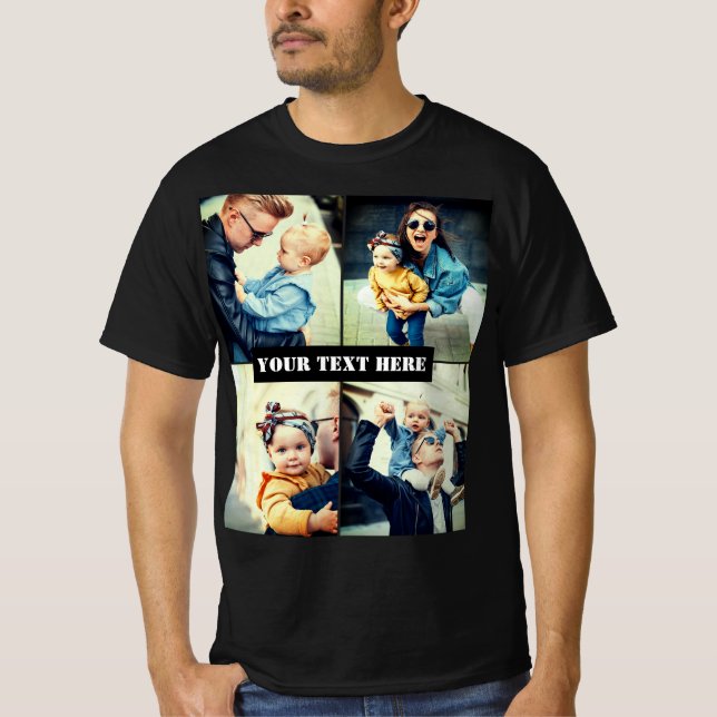 Custom photo x4 and personalized text T-Shirt (Front)