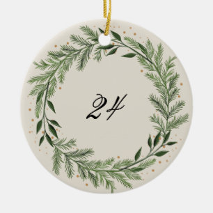 Custom Photo Year Pine Wreath Christmas gift Ceramic Ornament
