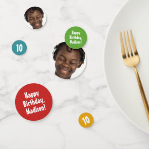 Custom Photo, Year & Text party confetti