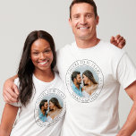 Custom Photo & Year Wedding Anniversary Couples T-Shirt<br><div class="desc">"Cheers to X years" custom photo wedding anniversary t-shirts for married couples to celebrate their marriage. Personalize both sides of this shirt with yours and your partner's names, favorite picture and wedding date. You may also change the text in the back with your own years, days and hours together as...</div>