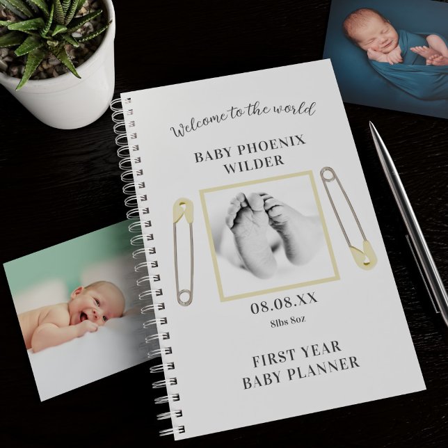 Custom Photo Yellow Baby's First Year Planner (Just add your photo and details to this cute first year baby planner)