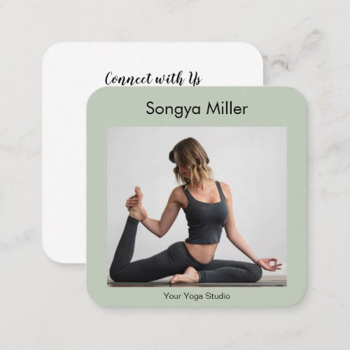 custom Photo Yoga Instructor Massage Therapy Square Business Card