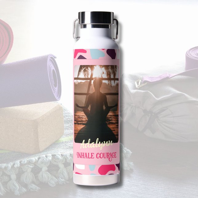 Custom Photo Yoga Lover Teacher Mom Women Gift Water Bottle (Custom Photo Yoga Lover Teacher Mom Women Gift)