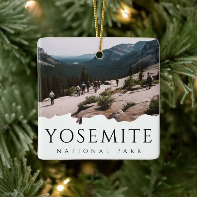 Custom Photo Yosemite National Park Souvenir Ceramic Ornament (Tree)