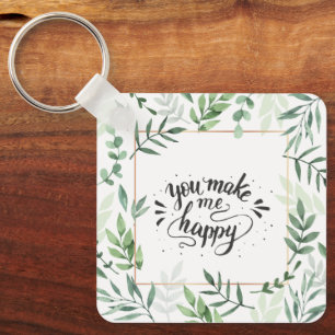 Custom Photo "You Make Me Happy"  Keychain