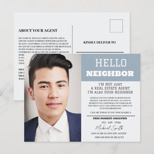 Custom Photo Your Neighborhood Realtor Real Estate Postcard (Front/Back)
