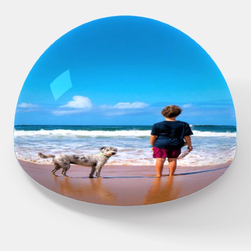 Custom Photo _ Your Own Design _ I Love My Pet  Paperweight
