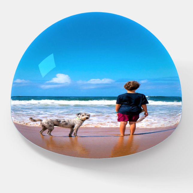 Custom Photo - Your Own Design - I Love My Pet  Paperweight (Angled)