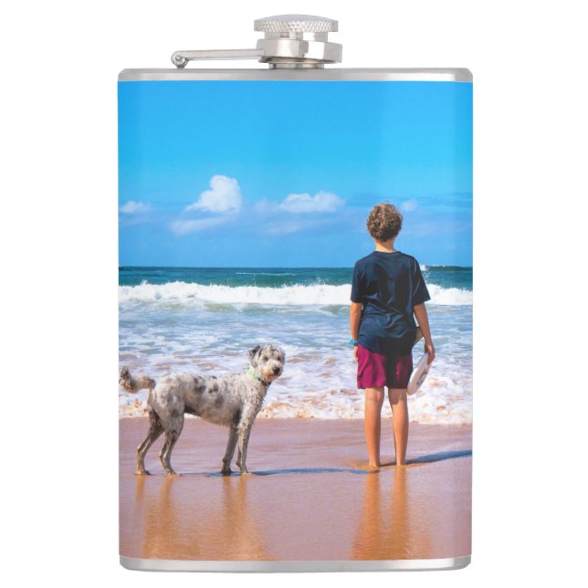 Custom Photo - Your Own Design - The Best Dog Flask (Front)
