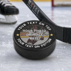 Custom Photo Your Text and Color Personalized Hockey Puck