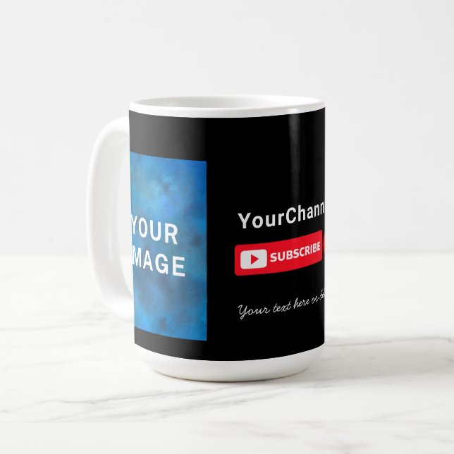 Custom Photo Youtube Channel Name Coffee Mug (Front Left)
