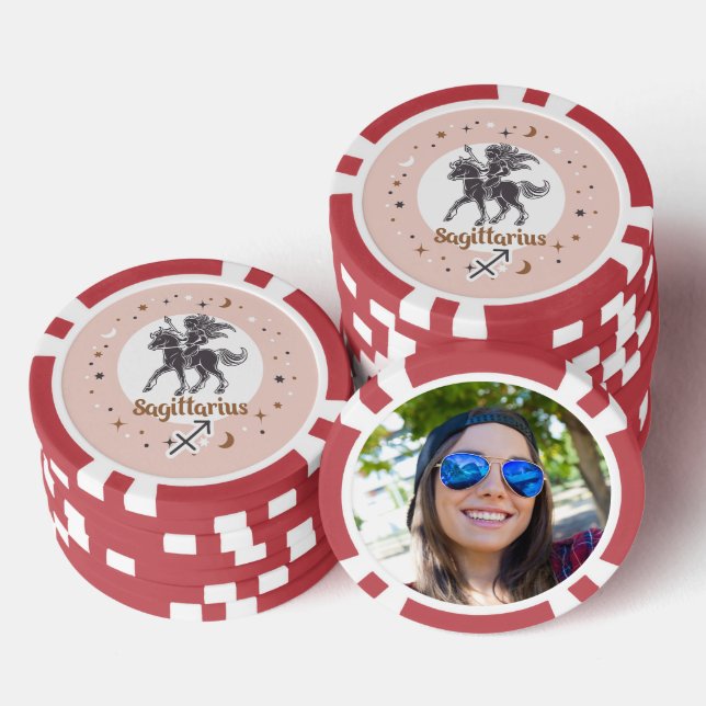 Custom Photo Zodiac Sign Sagittarius Poker Chips (Stack)