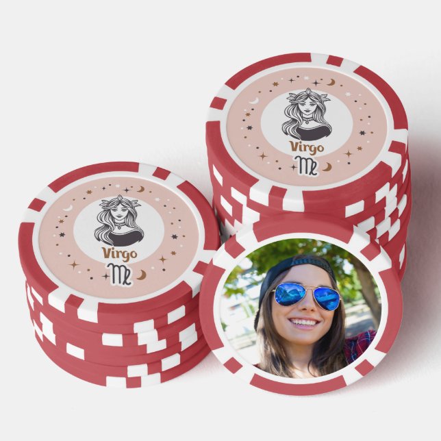 Custom Photo Zodiac Sign Virgo Poker Chips (Stack)