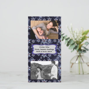 Custom Photo Zombie Snowflakes At Night Christmas Holiday Card