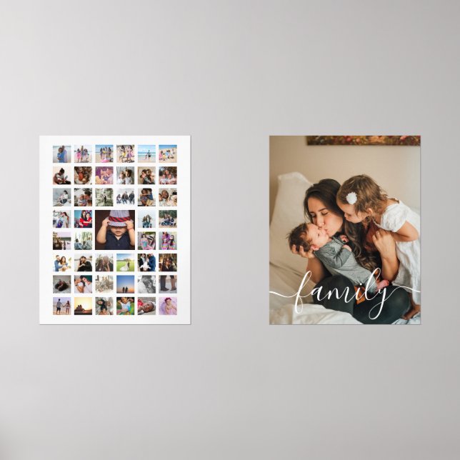 Custom Photograph Collage Family Wall Art Sets (Front)