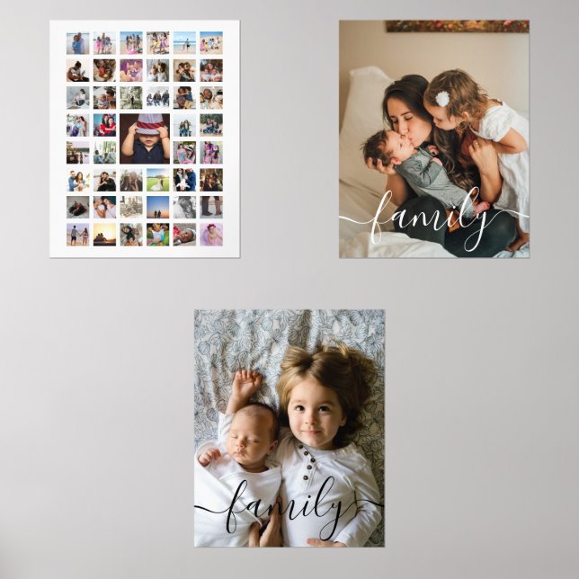 Custom Photograph Collage Family Wall Art Sets (Front)