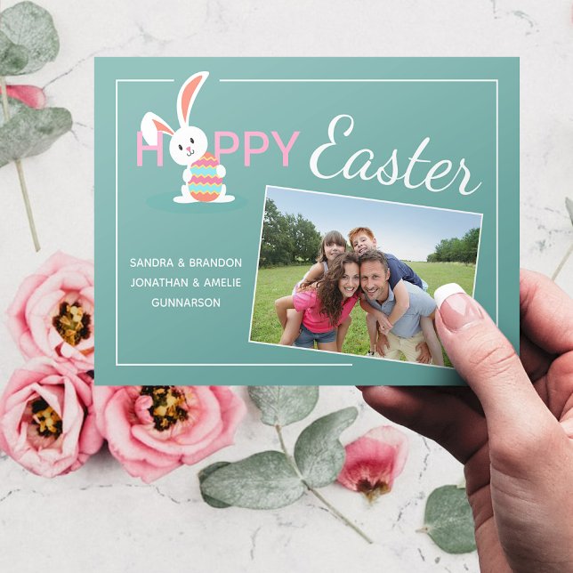 Custom Photograph Happy Easter Bunny Easter Holiday Card (Creator Uploaded)