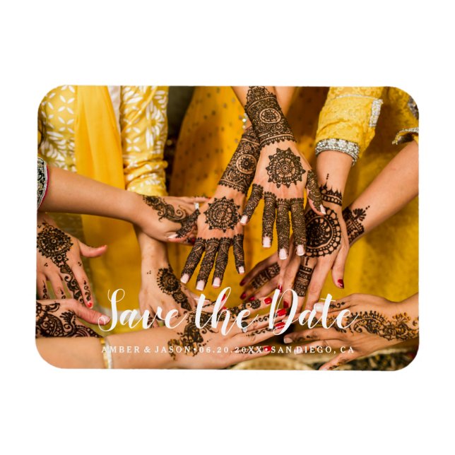 custom photograph Indian henna save the date Magnet (Horizontal)