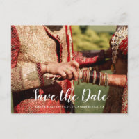 Custom Photograph Indian wedding Save the Date Announcement Postcard
