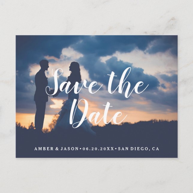 Custom Photograph romantic modern Save the Date Announcement Postcard (Front)
