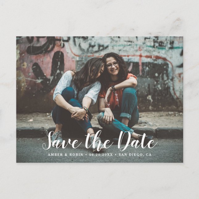 Custom Photograph romantic modern Save the Date Announcement Postcard (Front)