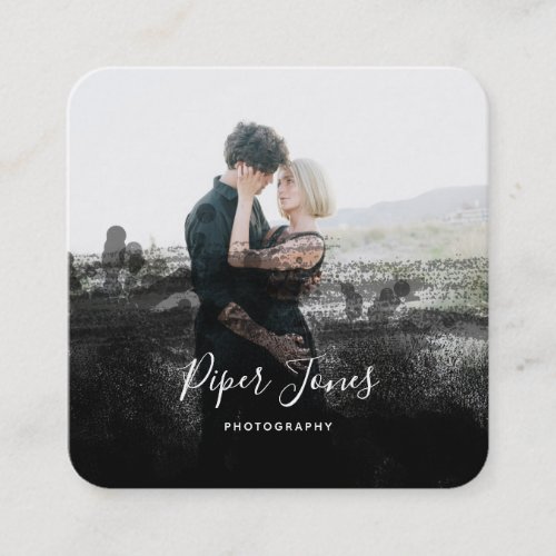 Custom Photography Black Abstract Photographer Square Business Card