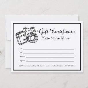 Custom Photography Gift Certificate  Invitation