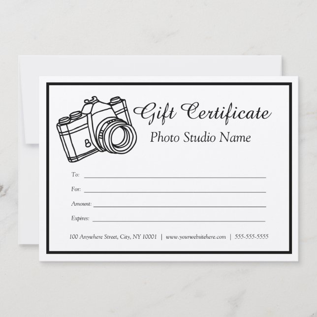 Custom Photography Gift Certificate  Invitation (Front)