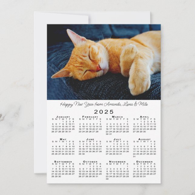 Custom Photos 2025 Calendar Happy New Year Holiday Card (Front)