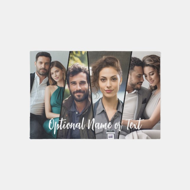 Custom Photos 4 Funky Diagonal - Script Text Rug (Front)