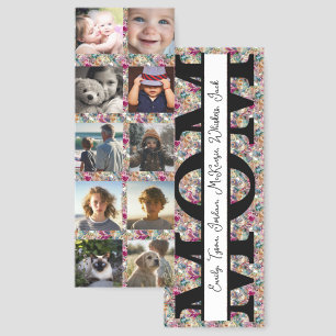 Custom photos and names floral personalized bookmarks