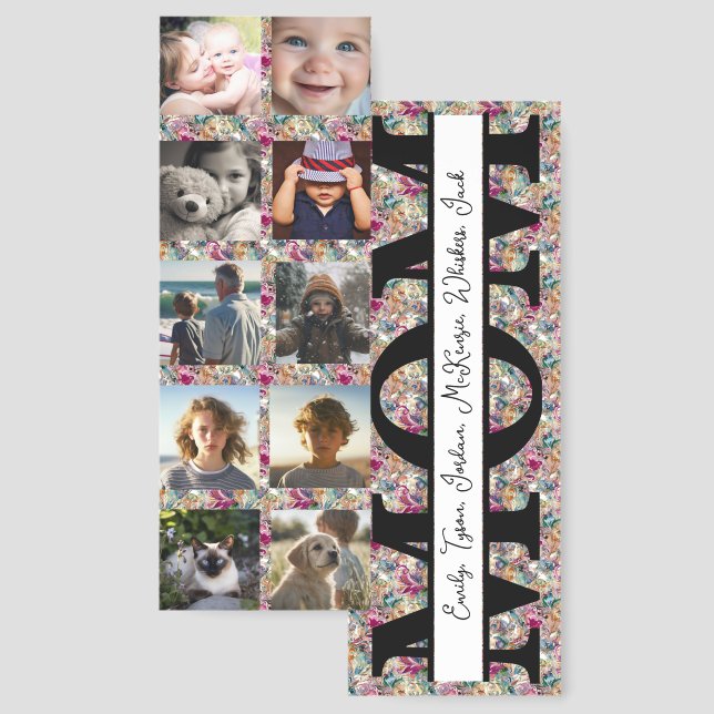 Custom photos and names floral personalized bookmarks (Front & Back)