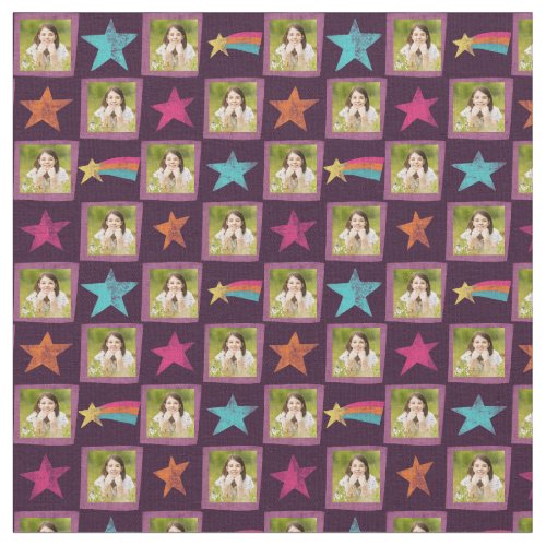 Custom Photos and Stars Patterned Fabric