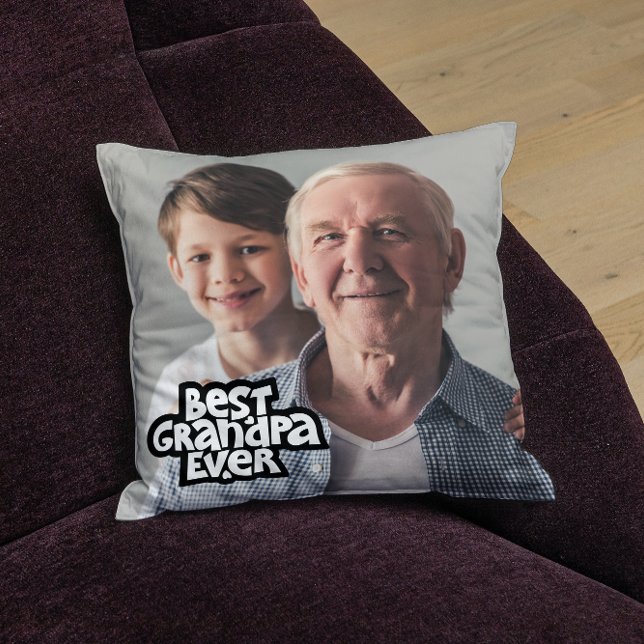Custom photos Best grandpa ever Fathers day gift  Throw Pillow (Creator Uploaded)