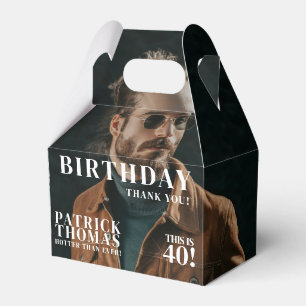 Custom Photos Birthday Magazine Cover Male 40th Favor Boxes