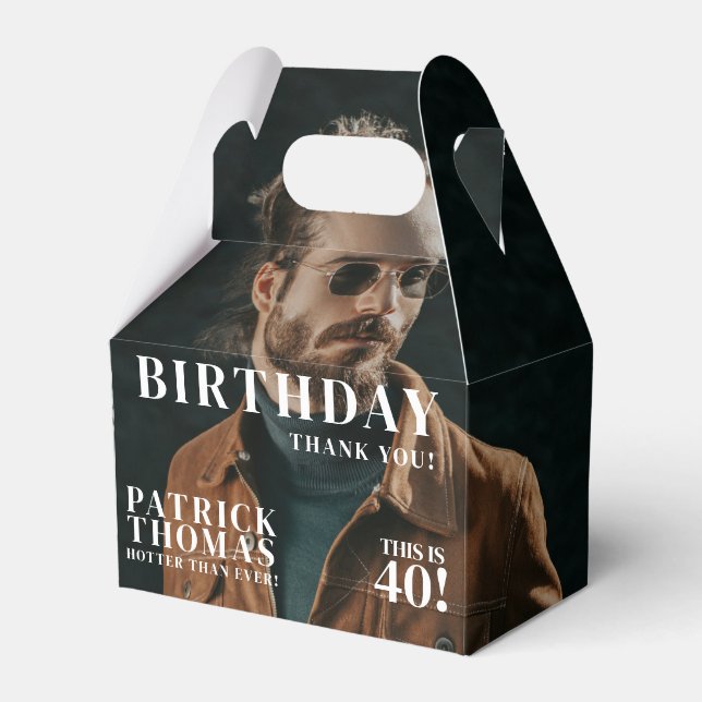 Custom Photos Birthday Magazine Cover Male 40th Favor Boxes (Front Side)