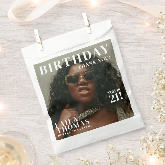Custom Photos Birthday Party Magazine Cover Favor Bag (Clipped)