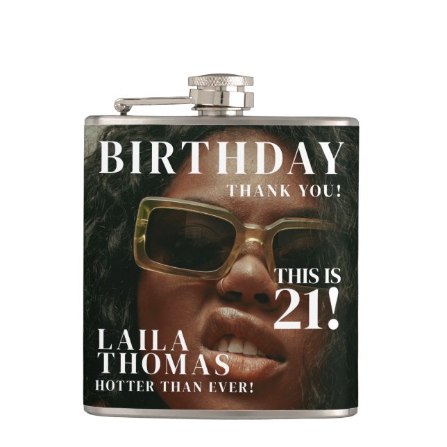 Custom Photos Birthday Party Magazine Cover Flask (Front)