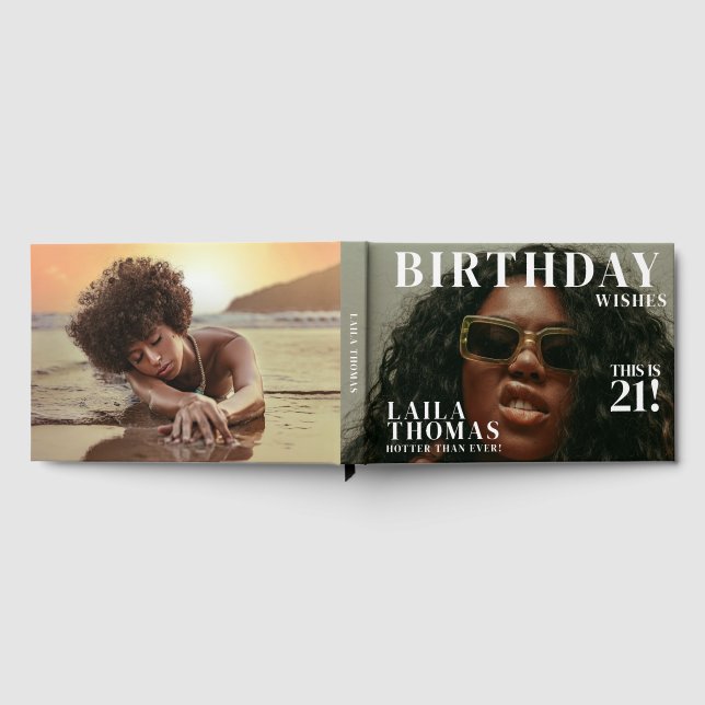 Custom Photos Birthday Party Magazine Cover Guest Book (Full)