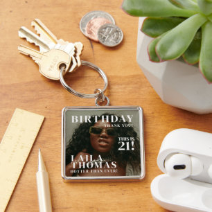 Custom Photos Birthday Party Magazine Cover Keychain