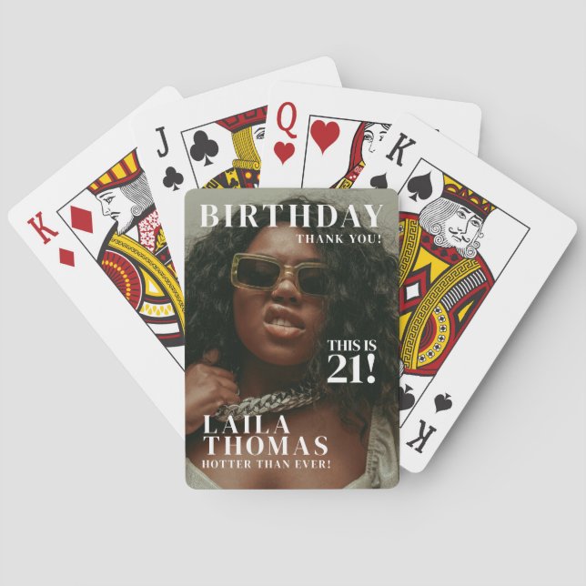Custom Photos Birthday Party Magazine Cover Poker Cards (Back)