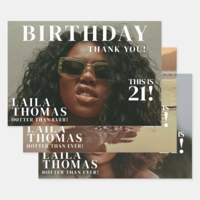 Custom Photos Birthday Party Magazine Cover Wrapping Paper Sheets