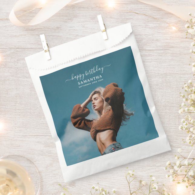 Custom Photos Birthday Party Selfie Picture Favor Bag (Clipped)