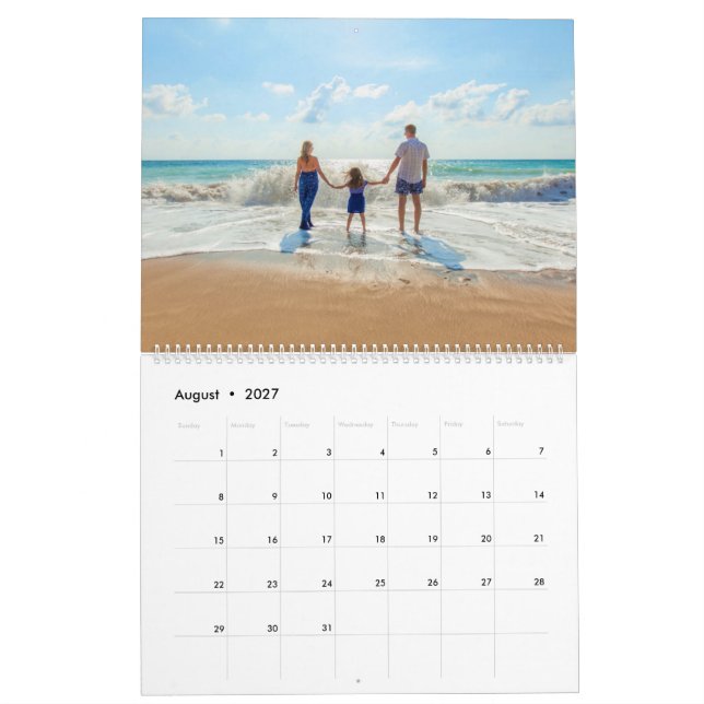 Custom Photos Calendar Gift Personalized Text (Aug 2027)