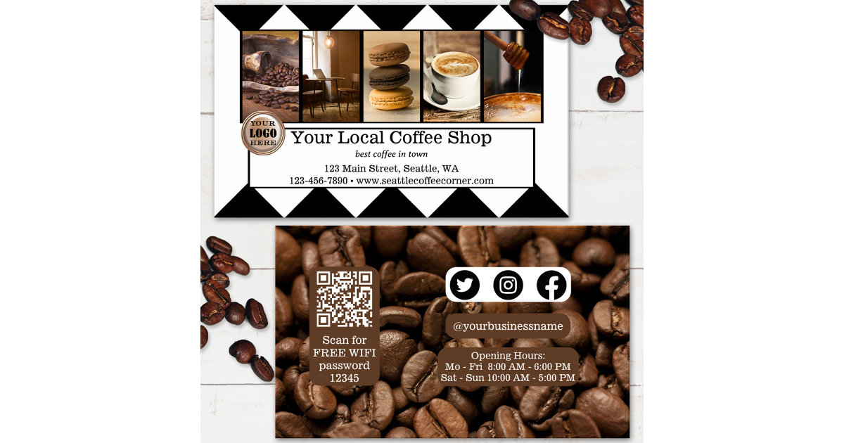 Custom Photos Coffee Beans Business Card Zazzle