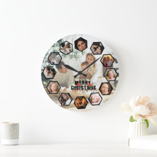 Custom Photos Collage Clock   Gift for Christmas