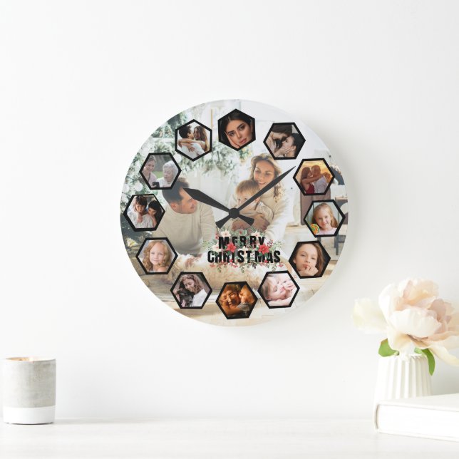 Custom Photos Collage Clock | Gift for Christmas (Home)
