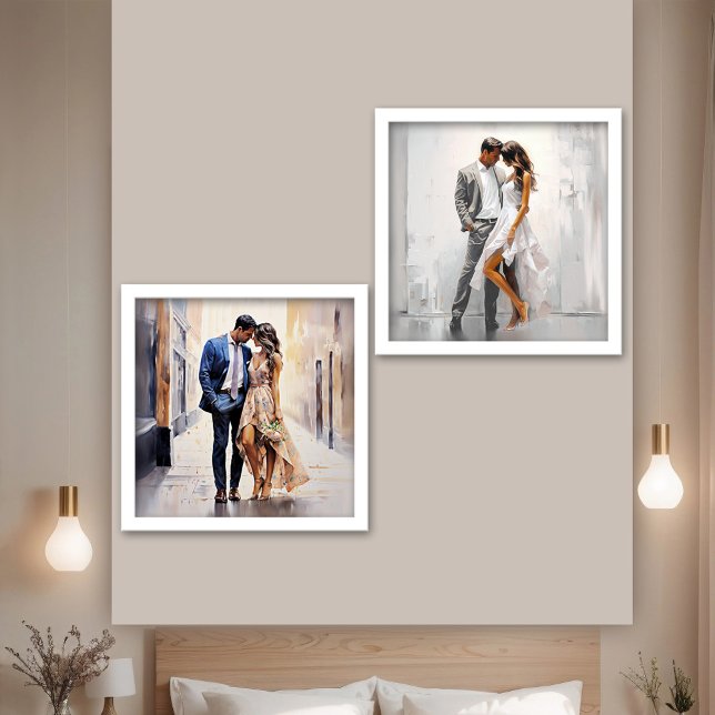 Custom Photos Engagement  Peel And Stick Photo Tile (Set of 2 different wall peel and stick tiles featuring your custom engagement or wedding photos)